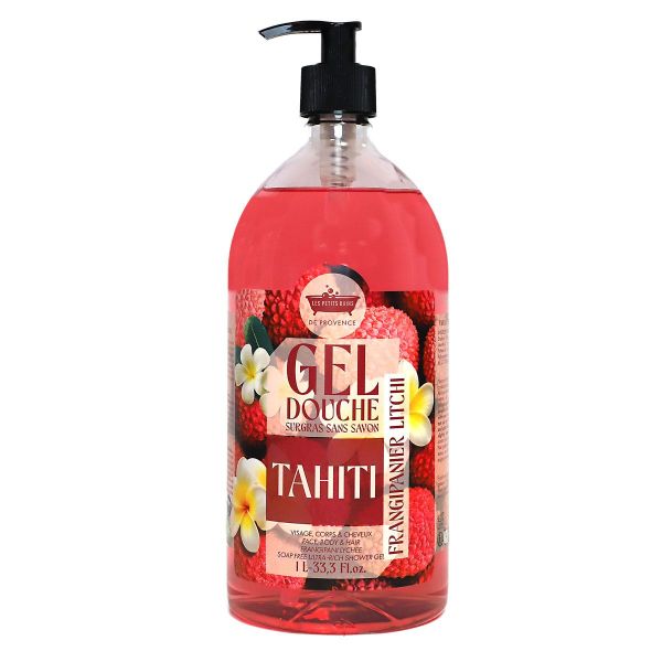 Gel douche sans savon Tahiti Frangipanier Litchi 1 Litre