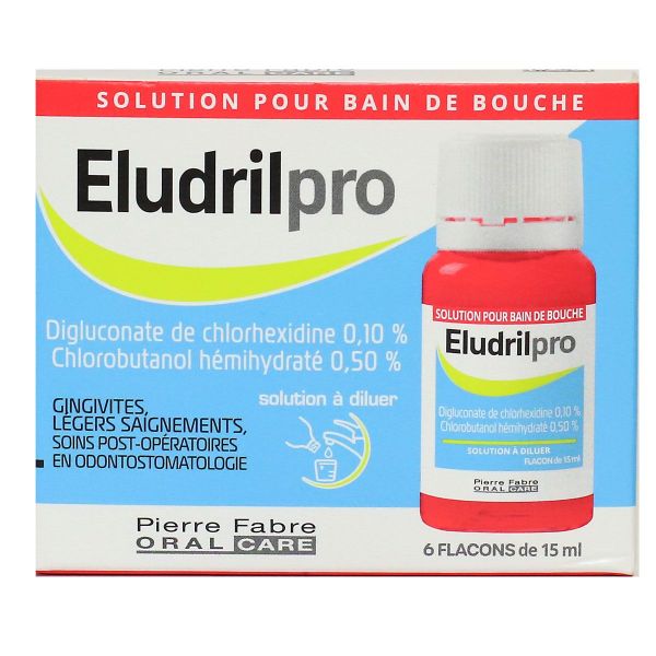 Eludril Pro bain de bouche 6 flacons de 15ml